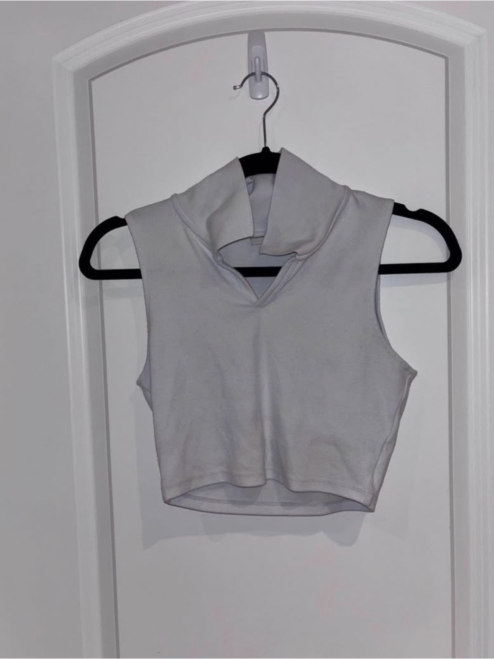 Sunday Best Sleeveless Mock Neck Crop Top - White